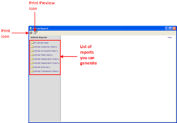Example of a reports window