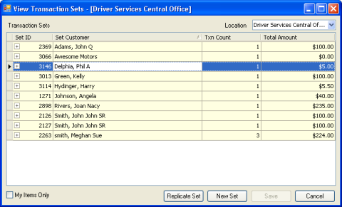 View Transaction Sets 1