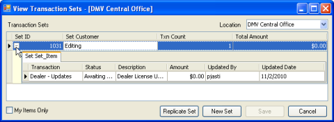 Deleting a held transaction - step 1
