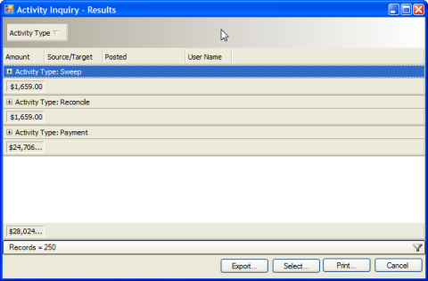 Data grouping results